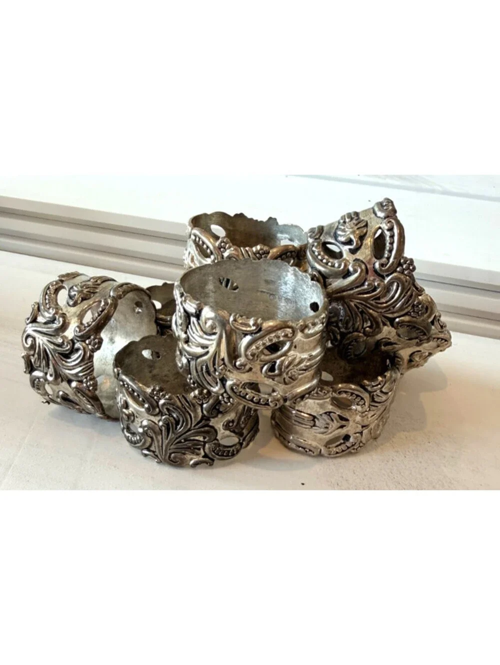 Vintage Godinger Silver Art Co Baroque Rococo Napkin Rings - Set of 10